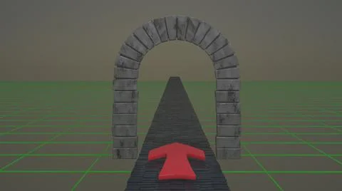 Road with arc arrow into the virtual way 3d illustration Stock Illustration