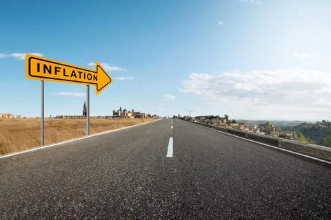 Road arrow to inflation Stock Photos