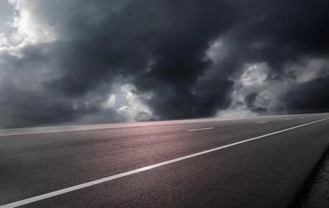 Road asphalt on cloud storm Stock Photos
