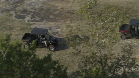 Off-Road ATV Vehicles Drive By Cliff Stock Footage 323403540