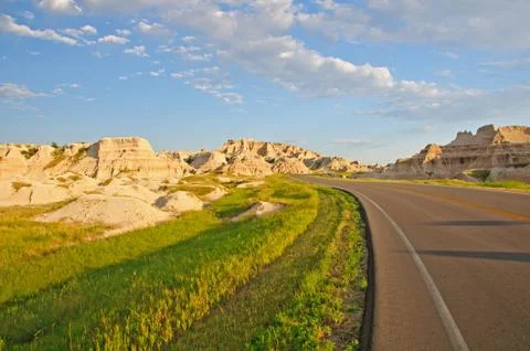 Road to the badlands Stockfoto's