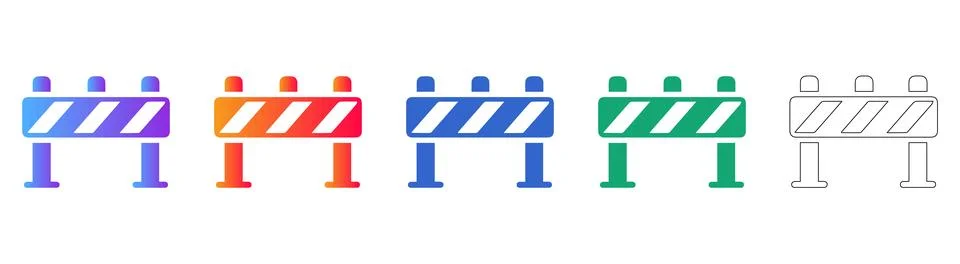 Road Barrier Construction Icon Set Stock Illustration