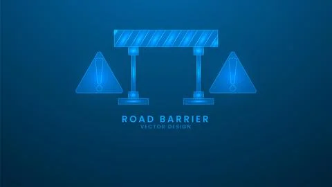 Road barrier construction with stripes. Vector illustration with light effe.. Stock Illustration