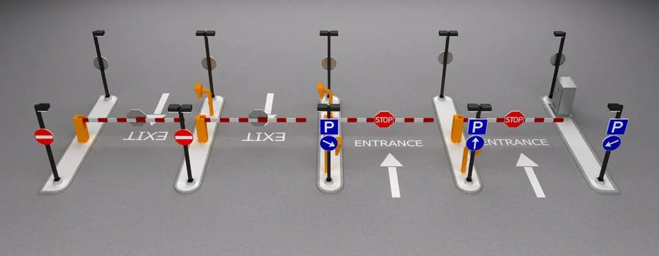 Road barrier point 3d rendering Stock Illustration
