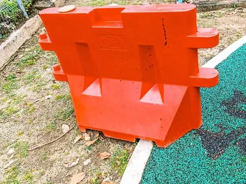 The road barrier is red Stock Photos