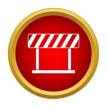 Road barrier warning construction in red circle icon Stock Illustration