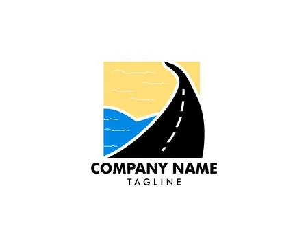 Road Beach logo design Vector Stock Illustration