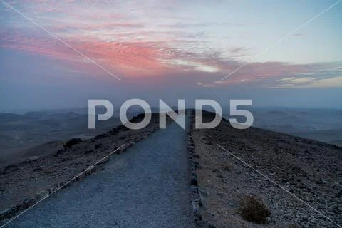 Road to beautiful infifnite sunrise over holy land in Israe Stock Photos