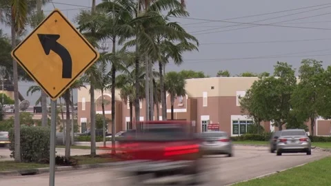 Road Bends Sign Frame Left Traffic Passing Stock Footage 200881268