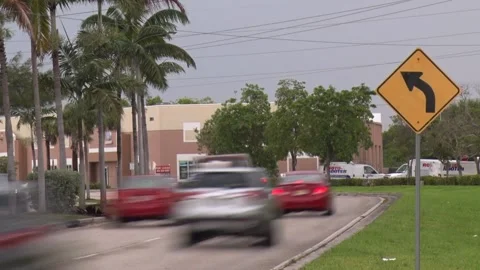 Road Bends Sign Frame Right Traffic Passing Roto-Rooter Stock Footage 200881071