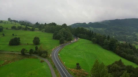 Road in a beskid mountains on clowdy rainy foggy day Video stock 277200053