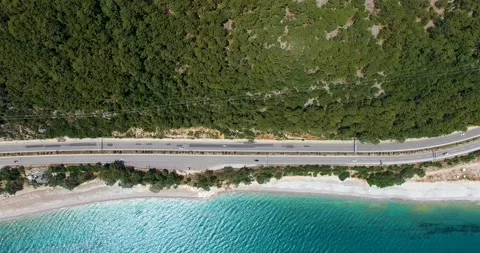 Road Between Beach and Forest Stock Footage 130606598