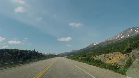 The Road between Carcross in Canada and Skagway in Alaska Stock Footage 124233636