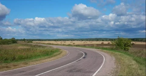 The road between the fields Video stock 62897511