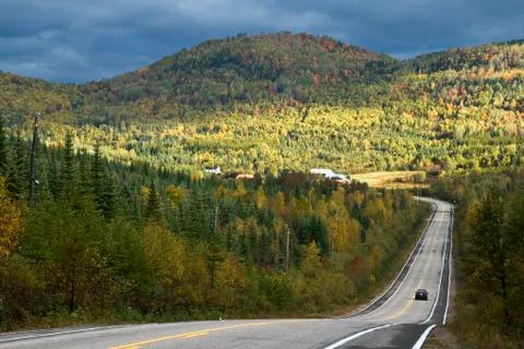 Road between Les Eboulements and Saint-Hilarion, Quebec, Canada. Stock Photos