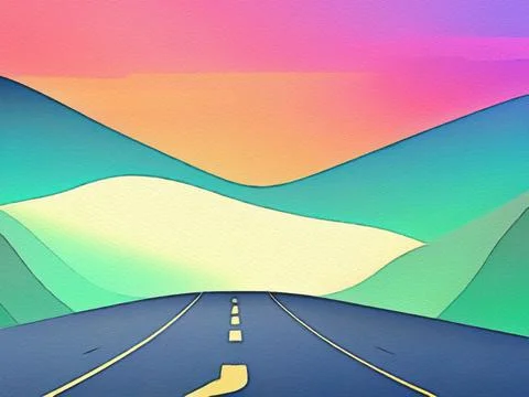 Road between mountains illustration Stock-Illustration