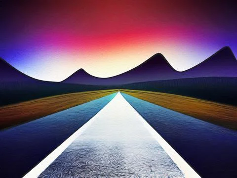 Road between mountains illustration Stock Illustration