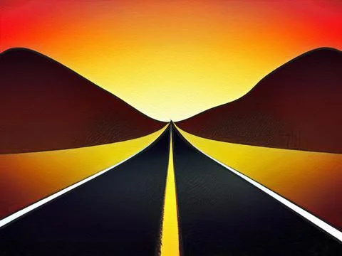 Road between mountains illustration Stock Illustration