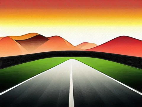 Road between mountains illustration Stock Illustration