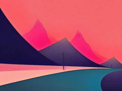 Road between mountains illustration Stock Illustration