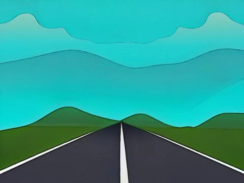 Road between mountains illustration Stock Illustration