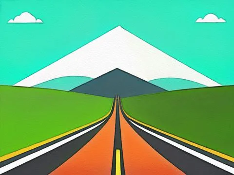 Road between mountains illustration Stock Illustration