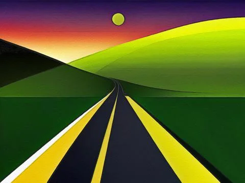 Road between mountains illustration Stock Illustration