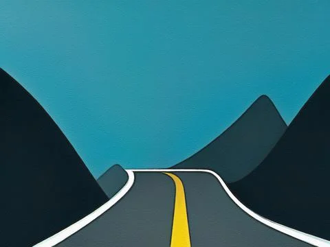 Road between mountains illustration Stock Illustration