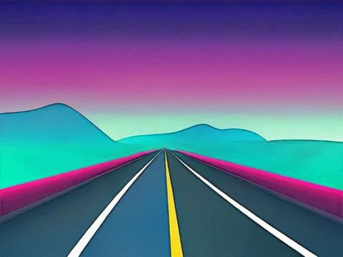 Road between mountains illustration Stock Illustration
