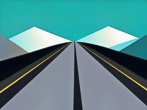 Road between mountains illustration Stock Illustration