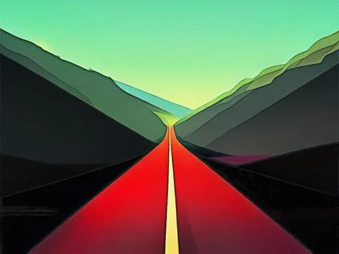 Road between mountains illustration Stock Illustration