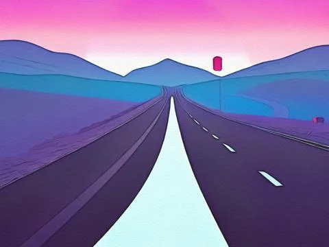 Road between mountains illustration Stock Illustration