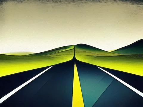 Road between mountains illustration Stock Illustration