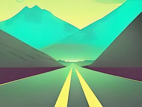 Road between mountains illustration Stock Illustration