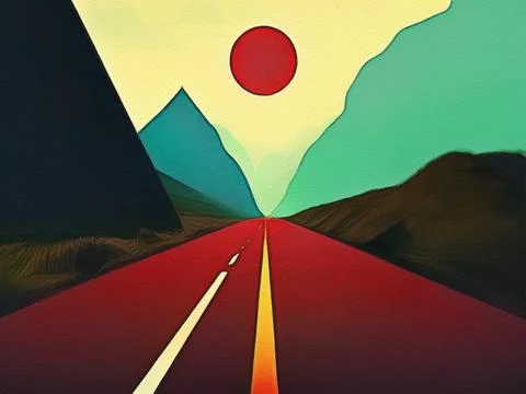 Road between mountains illustration Stock Illustration