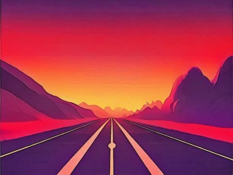 Road between mountains illustration Stock Illustration