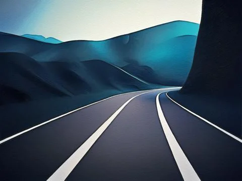 Road between mountains illustration Stock-Illustration