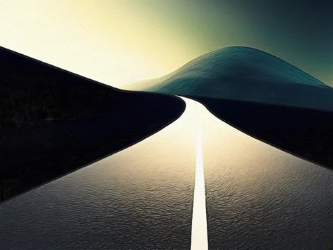 Road between mountains illustration Stock Illustration