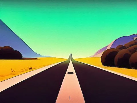Road between mountains illustration Stock Illustration