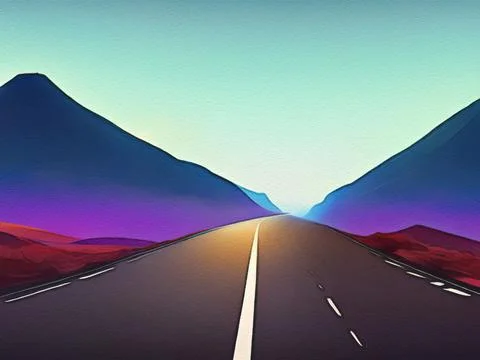 Road between mountains illustration Stock Illustration