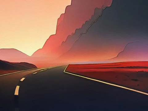 Road between mountains illustration Stock Illustration