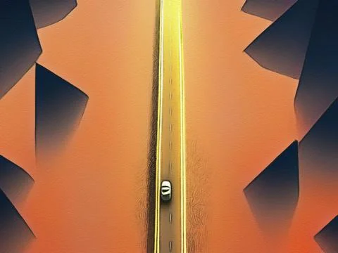 Road between mountains illustration Stock Illustration