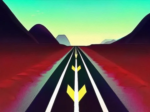 Road between mountains illustration Stock Illustration
