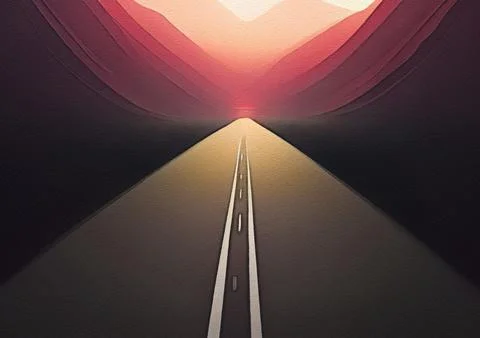 Road between mountains illustration Stock-Illustration