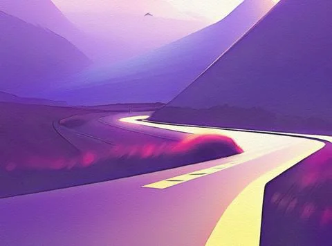 Road between mountains illustration Stock Illustration