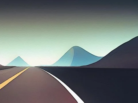 Road between mountains illustration Stock-Illustration