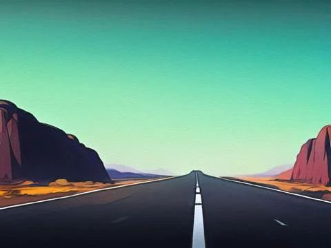 Road between mountains illustration Stock Illustration