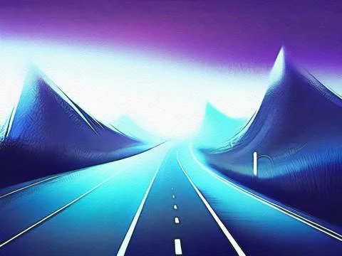 Road between mountains illustration Stock Illustration