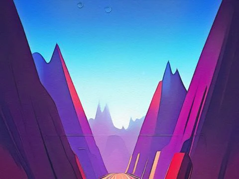 Road between mountains illustration Stock Illustration