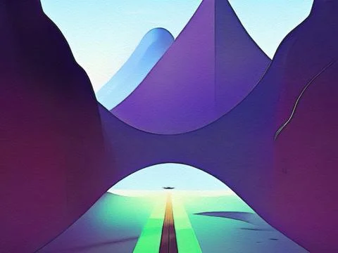 Road between mountains illustration Stock Illustration